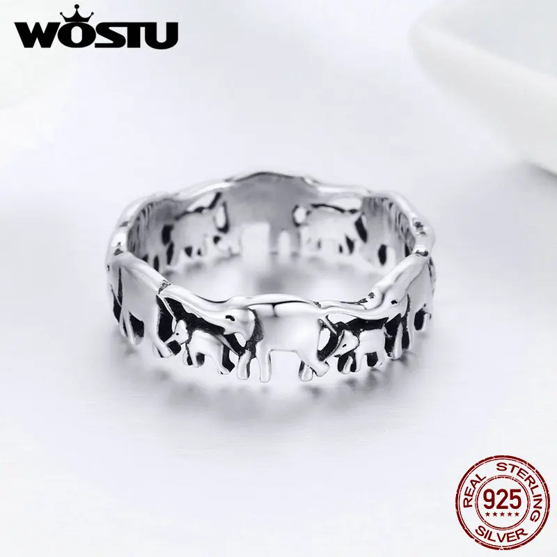 Женские кольца на палец WOSTU из серебра 925 пробы с животными слонами подарочные