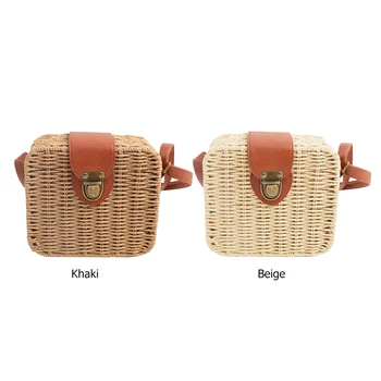 

Women Woven Straw Shoulder Weaving Bucket Beach Holiday Totes Bag Vintage Rattan Ladies Beach Summer Basket Handbags