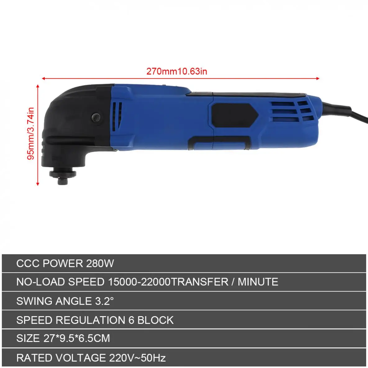 Electric Trimming 280W 220V 6-speed Hand-held Oscillating Machine Cutting Tool for Woodworking / Plishing / Trepanning