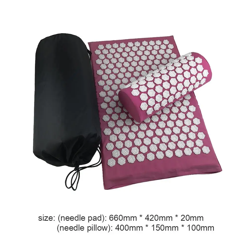 Pink with Bag Массажные подушки Lotus акупрессурный мат, подушка для йоги, коврики для снятия боли в спине, шип, коврик для головы, шеи, ног, антистрессовый игольчатый массажер - Цвет: Pink with Bag
