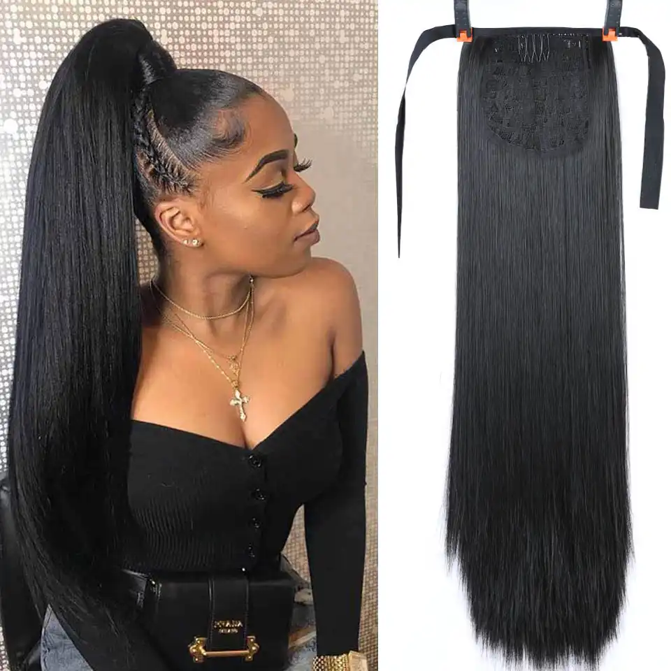 32 Long Straight Ponytails Clip In Ponytail Synthetic Pony Tail Heat Resistant Fake Hair For Women Clip In Ponytail Clip Insclip In Clips Aliexpress