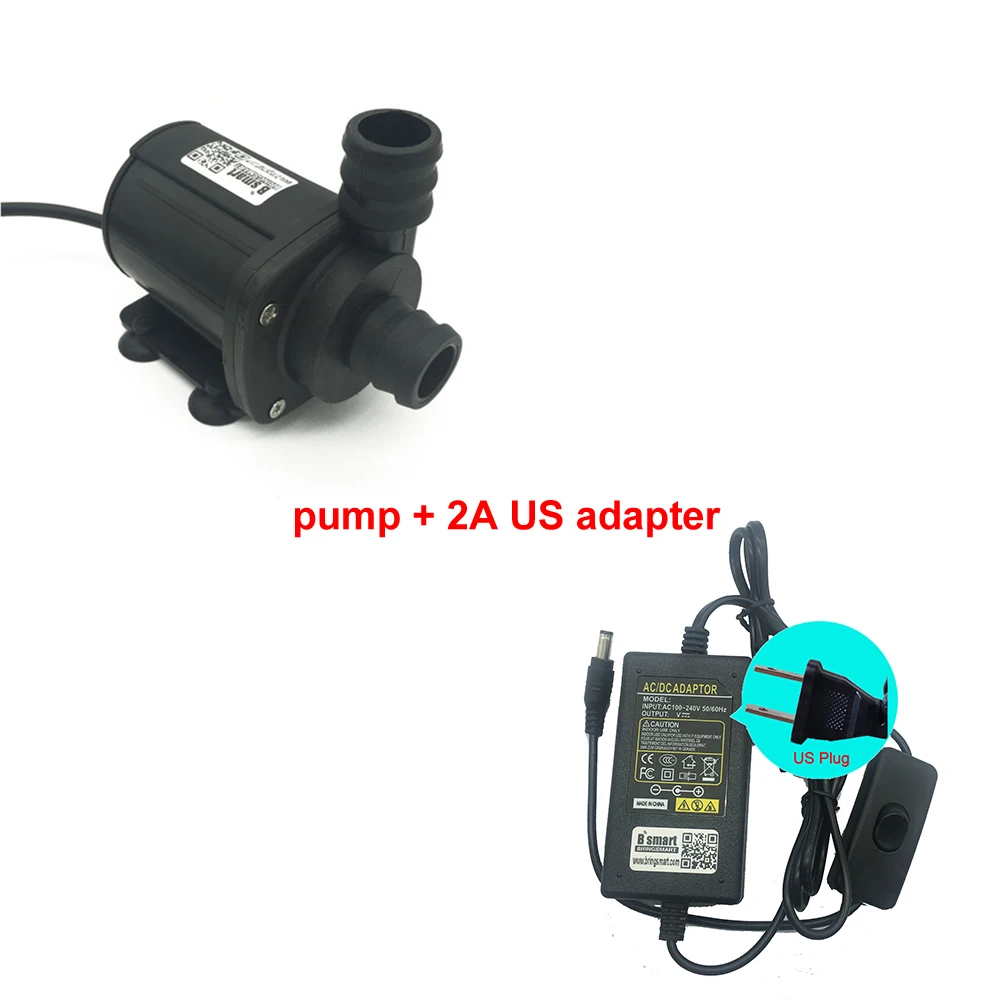 ; 12V 24V DC бесщеточный трехпроводной насос с низким уровнем шума 3000L/ч 2600L/ч бустерный мини-насос для фонтана погружающийся SR1000A - Напряжение: pump n 2a US adapter