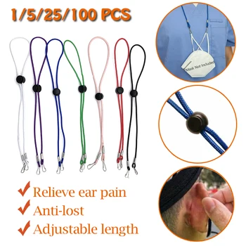 

1/5/25/100pcs Mask Lanyard Sewing Elastic Band Cord Buckle Stretchy Mask Fastener Mask Earloop Lanyard Mask Holder Wholesale