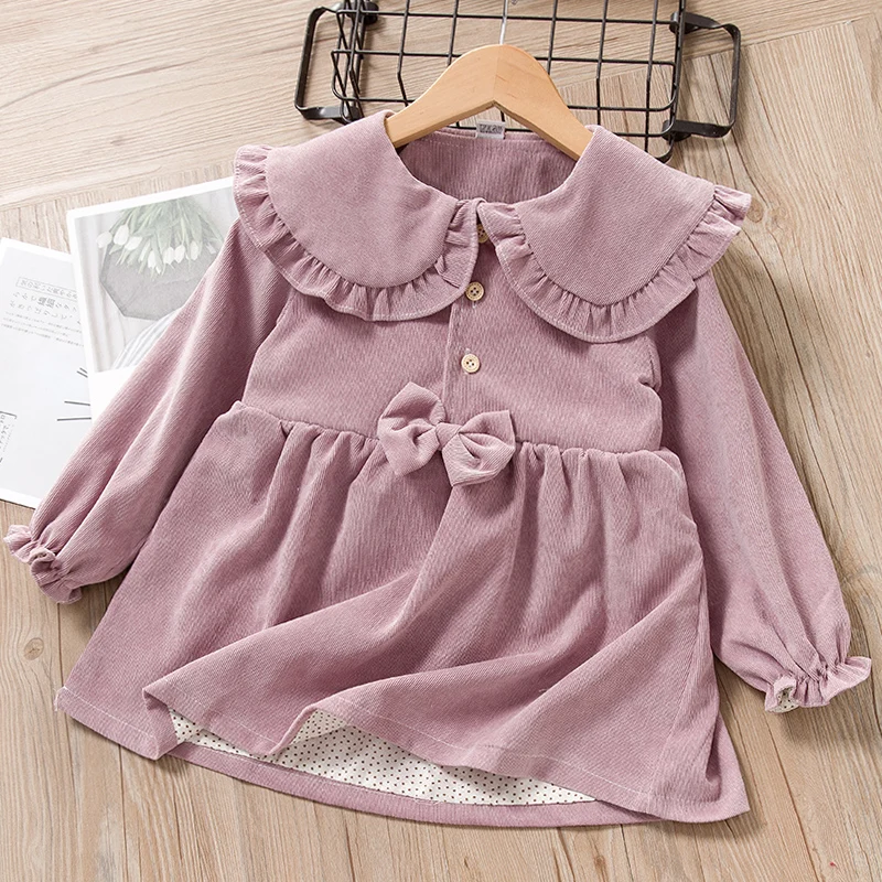 Keelorn Baby Girl Dress Long Sleeve Spring Winter Dress 1 Year Birthday Party Toddler Girls Kids Clothes Vestido Bebes Infantil - Цвет: AF209 Purple