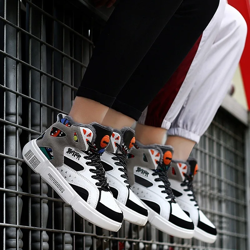 

Winter Hight-top Canvas Shoes Boy 14 Junior High School Students Casual Shoes 13 Teenager 15 plus Velvet Trend Shoe 12-Year-Old