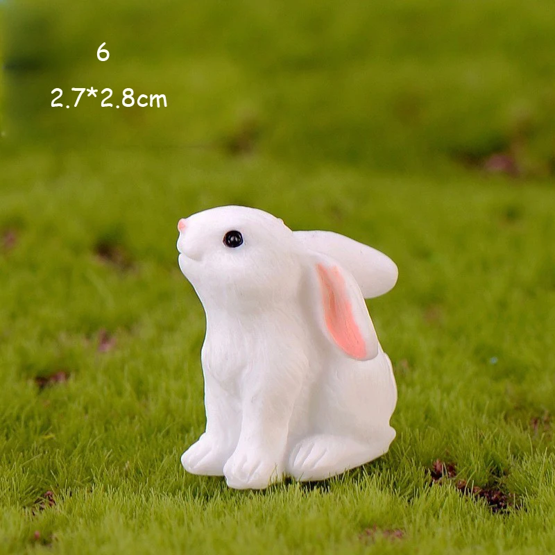 Милый Кролик Пасхальный миниатюрный заяц фигурка животного резиновый Landschaft ремесло кролик украшение для сказочного сада статуэтки аксессуары - Цвет: 6