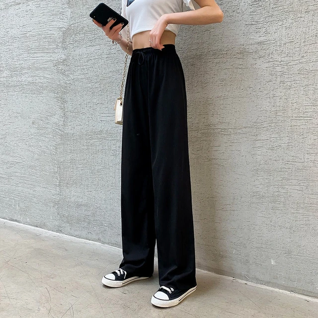 Pantalones de pierna recta que combinan con todo a la moda para mujer con  drapeados y pantalones anchos sueltos – Los mejores productos en la tienda  online Joom Geek