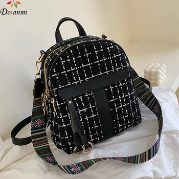 

DORANMI Autumn Plaid Backpack For Women 2019 Square Shoulder Back Bags Female Small Rucksacks Autumn Cloth Schoolbag Mochila 317