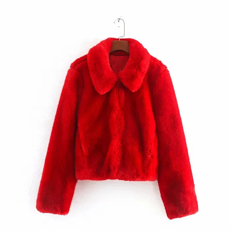 Английский стиль, искусственный мех, красный цвет, теплая плотная куртка для женщин, casaco feminino jaqueta feminina, короткое пальто, женские топы