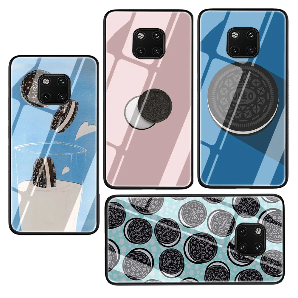EWAU еда Oreo Закаленное стекло чехол для телефона huawei mate P 10 20 30 Lite Pro Y9 Honor 8X 7A