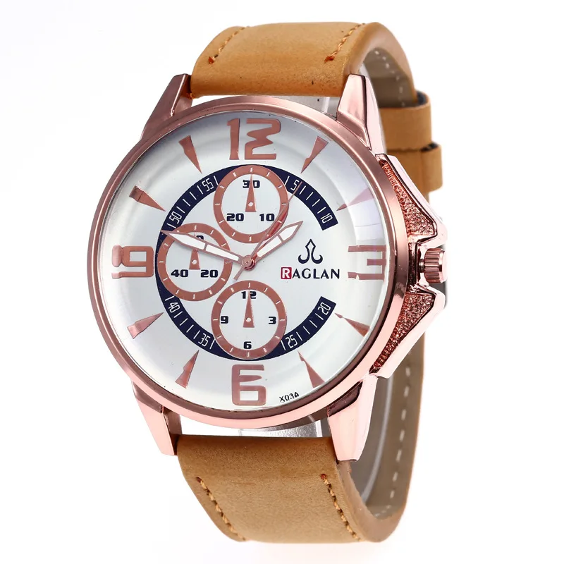 

A Hot Selling Fake Three Eye Three with Numbers Men Casual Blueray MEN'S Belt Watch
