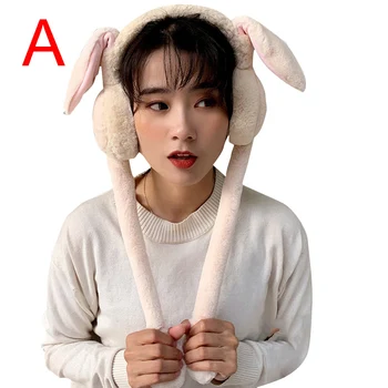 

Cute Women Earmuffs Warm Can Move Airbags Cap Plush Dance Rabbit Ear Autumn Winter HSJ88