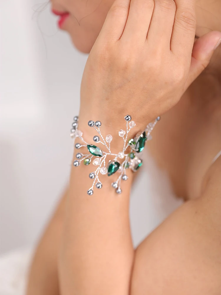 Мода 2020 свадебный гребень для волос и браслет на запястье браслеты зеленый