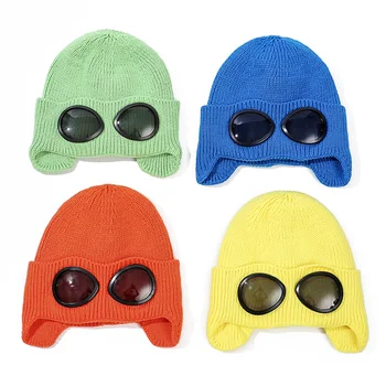 

winter hats for women kids waterproof hood hat with glasses cool balaclava 2020 New fashion warm cap winter men original design