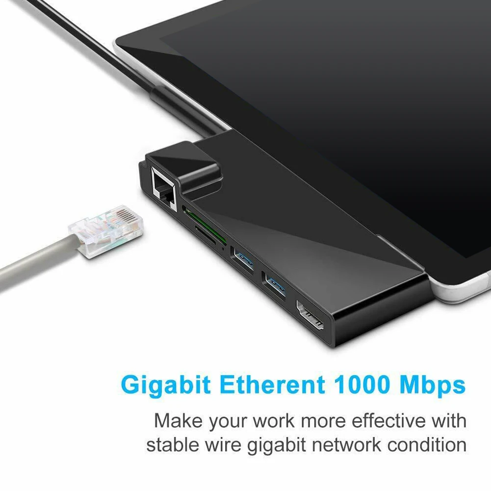 Компьютер TF Led 4K HDMI Lan адаптер Ethernet порт мини ABS RJ45 многофункциональная док-станция usb-хаб для Surface Pro 6