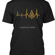 New Top Quality Top O-Neck Short-Sleeve Freemason Heartbeat Masonic T Shirt For Men