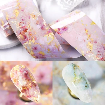 

Marble Design Metallic Foil For Nail Slider Transfer Wrap Sticker Adhesive sparkly Decor Nail Foil Set