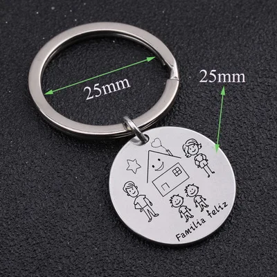 Stick Family Spanish Familia Feliz Keychain Custom Parents and Children Figure Gift for Family House Fashion Simple Bag Charm - Цвет: 2 boys