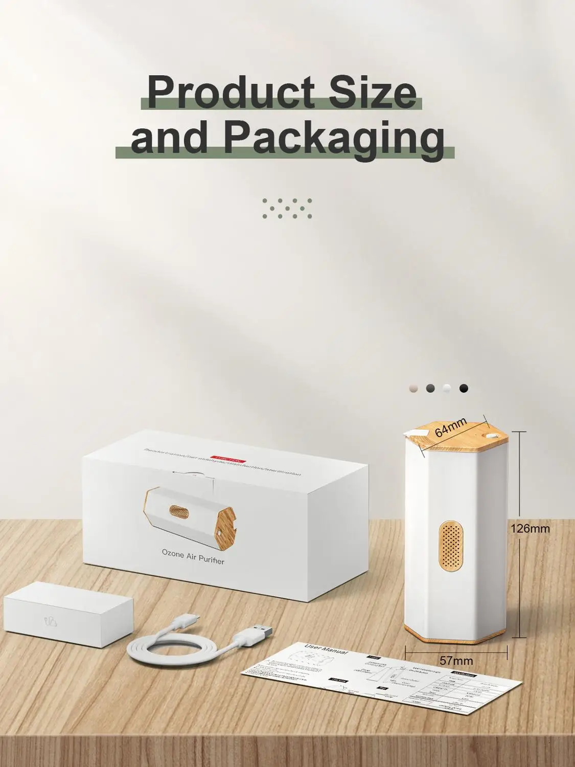GXDiffuser Battery Air Purifier Ozone Generator Disinfect Deodorize Formaldehyde Air sterilizer Rechargeable Air Cleaner for Car