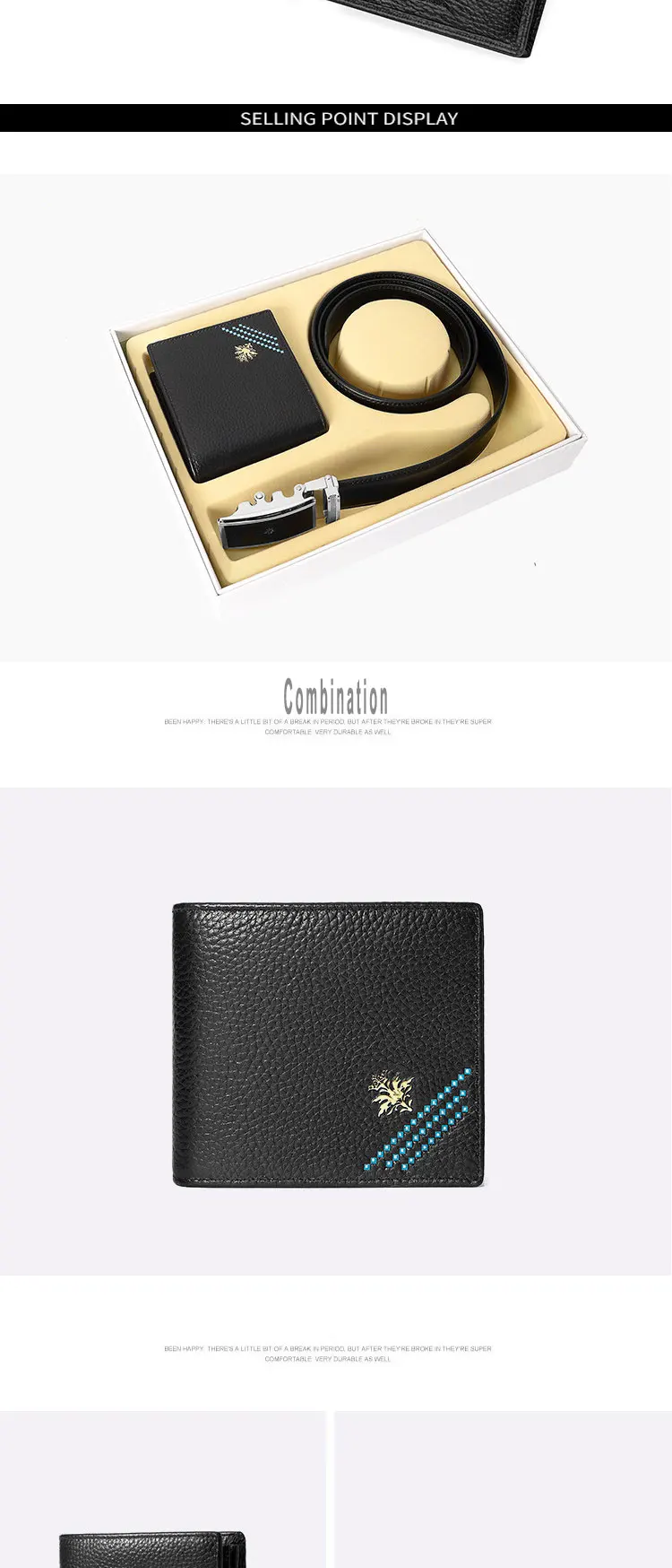 Роскошный кошелек из натуральной кожи, комбинированный модный короткий ремень из коровьей кожи с автоматической пряжкой