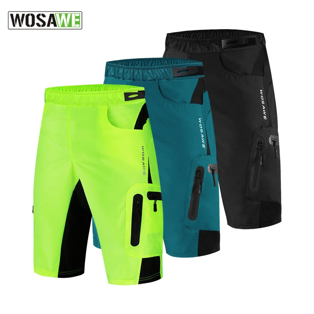 

WOSAWE 2 In 1 Men Cycling MTB Shorts with Shockproof Gel Padded Bike Shorts Reflective Breathable Mountain Bicycle Biker Shorts