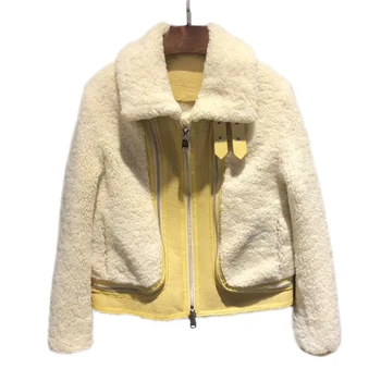 

Thick Winter Warm Leather Jacket Removable Zippers Real Leather Coat Motorcycle Jacket Women Sheepskin Jacket