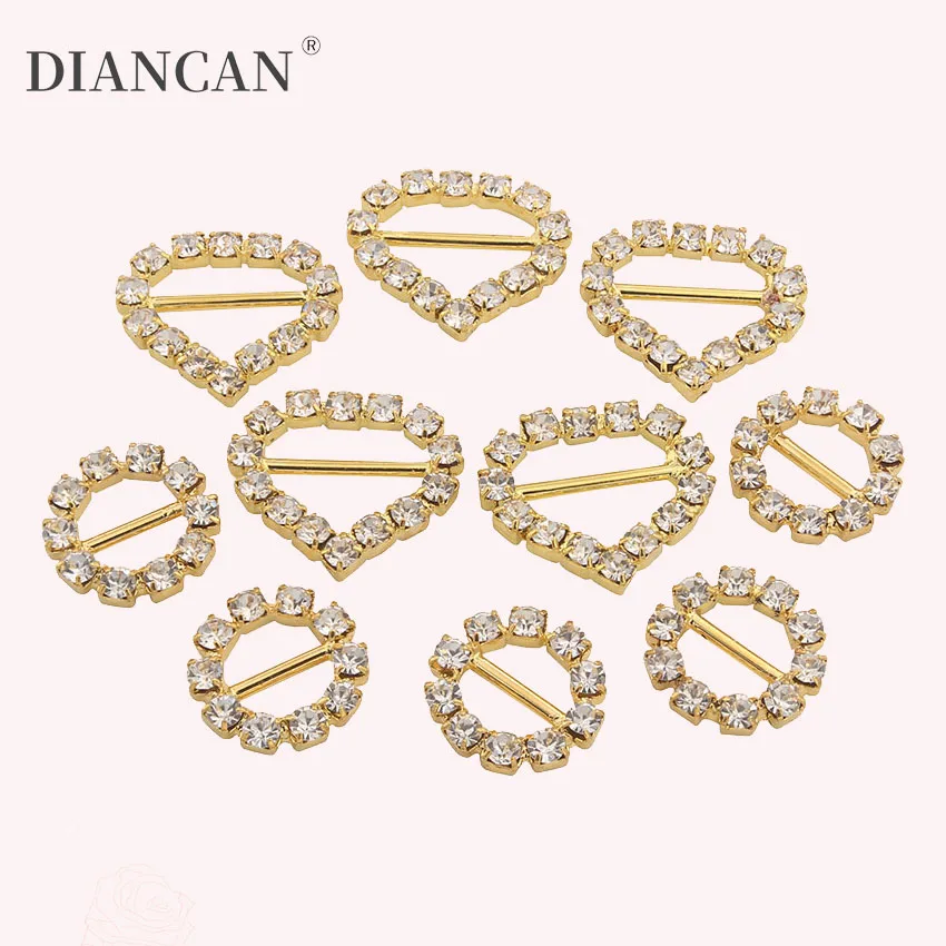 14mm 10mm Crystal Rhinestone Buckle Invitation Ribbon Slider For Wedding Silver Accessories 10pieces | Дом и сад