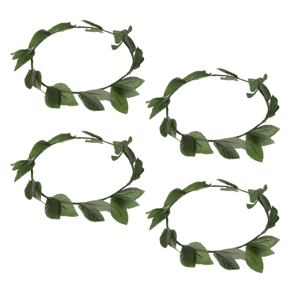 4 Pieces Green Leaves Roman Greek Goddess Laurel Wreath Fancy Dressing up Party Headband Women Hair Accessories