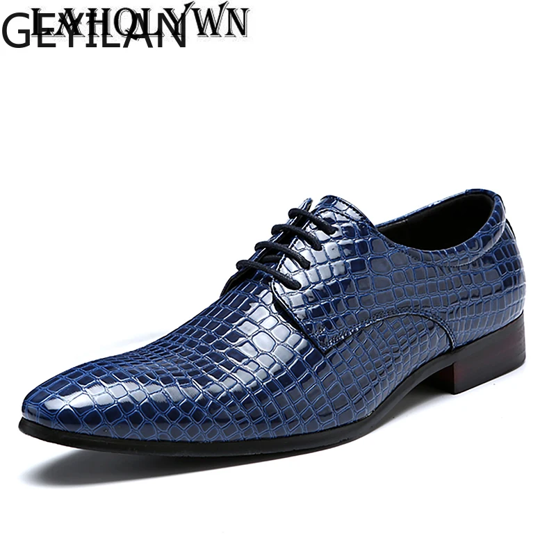 

Men dress shoes adult crocodile pointed toe wedding fashion office social elegant business formal shoes men H295