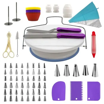 

Dozzlor 106pcs Cake Kitchen Dessert Tools Multi-function Pastry Tube Fondant Tool DIY Cake Decorating Kit Cake Turntable Set