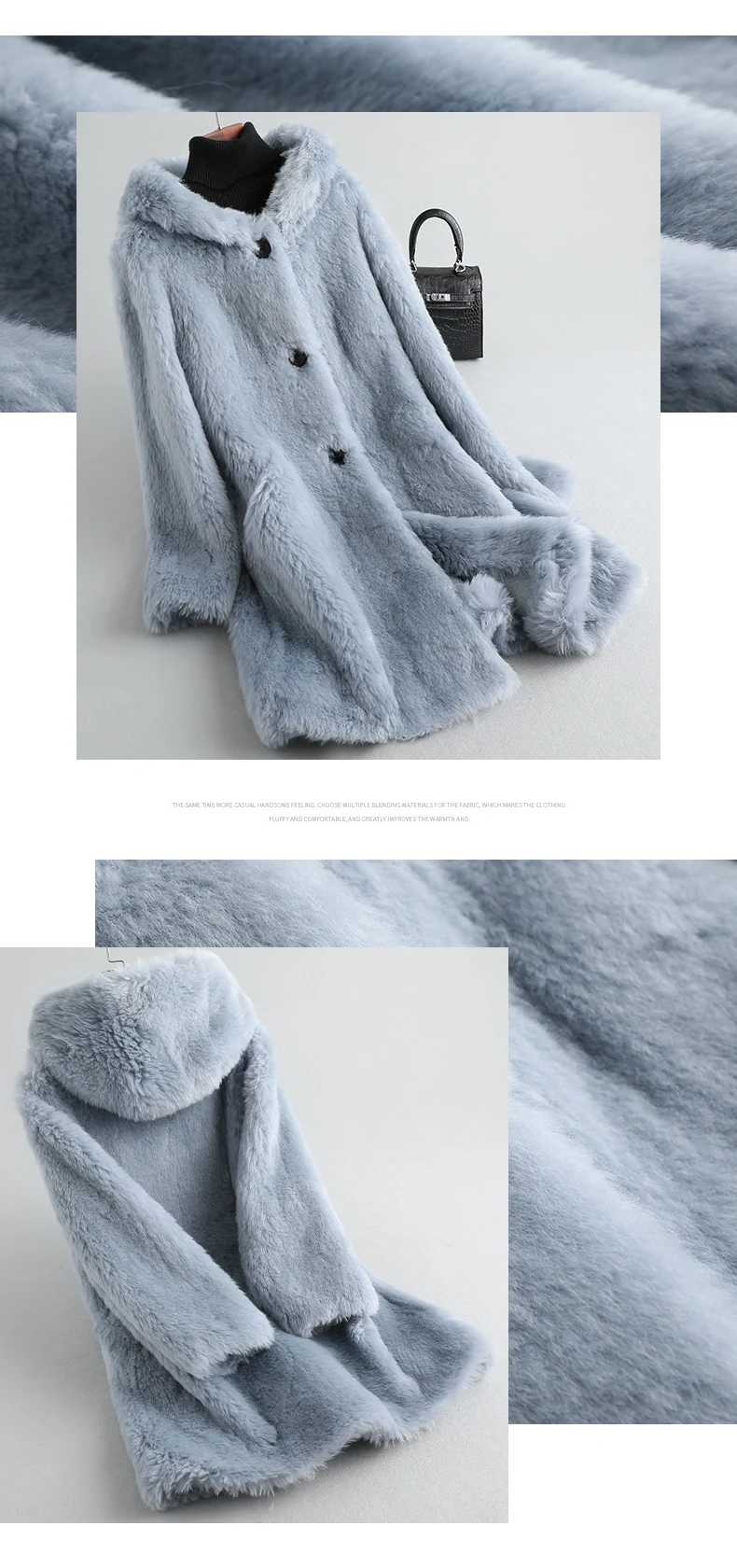 AYUNSUE шерстяное пальто, пальто из натурального меха, Женская овечья овчина, зимняя куртка с отделкой из меха, пальто, женская одежда, корейские длинные куртки MY4559