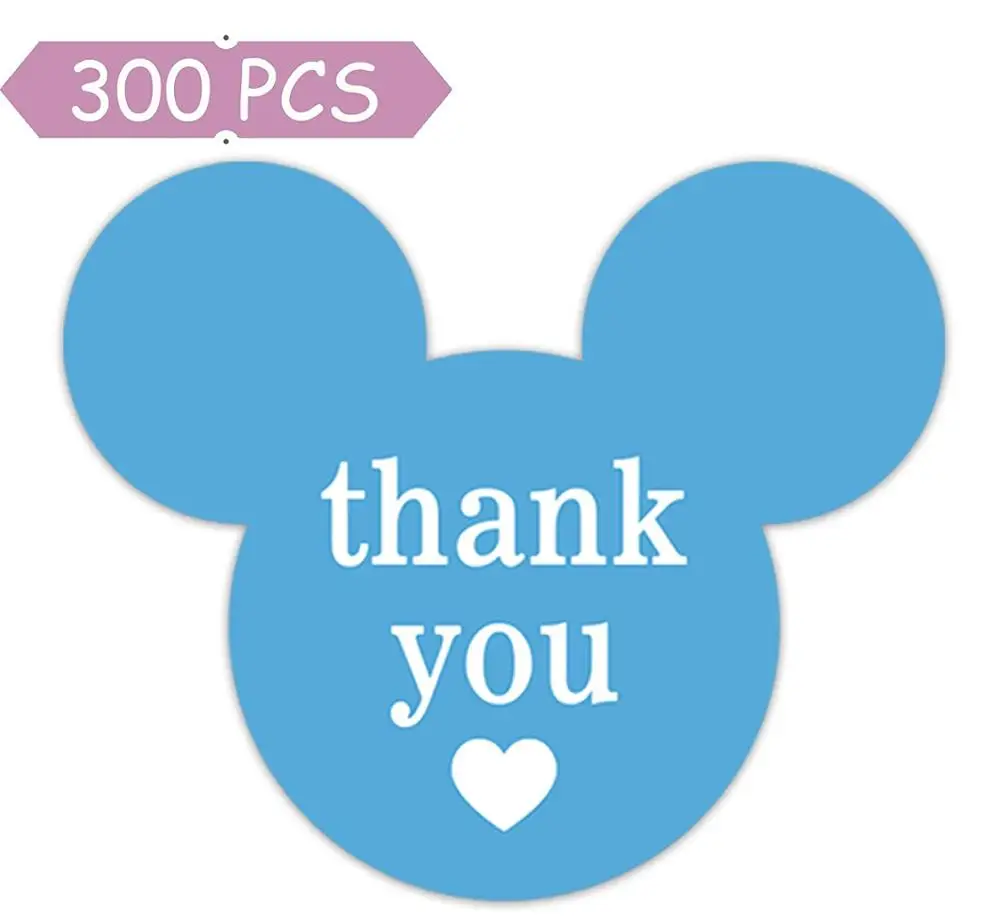 2.25'' x 2'' Mickey Mouse Stickers, Mickey/Minnie Thank You Stickers, Parties, Envelope Seals, Gift Tags, 300 Labels/Pack