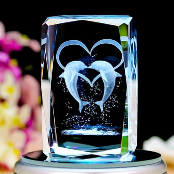

K9 Crystal Laser 3D Internal Sculpture Inter-engraving Dolphin Porpoise Creative Gift Office Desk Shelf Home Decoration Crafts