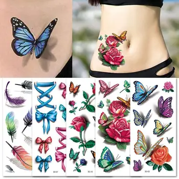 

5pcs/set Temporary Tattoo Sticker 3D Waterproof For Body Tattoos Flower Temporary Tattoos Art Water Girls Tattoos Transfer L7A3