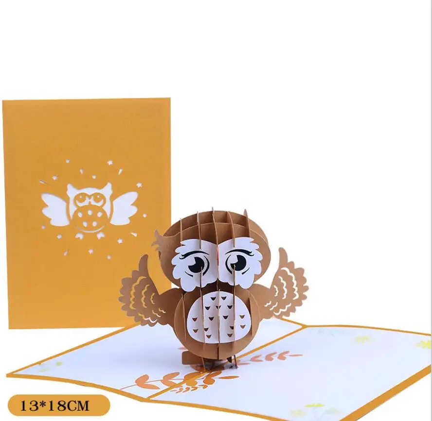  10pcs Owl Christmas Cap Handmade Kirigami Origami 3D Pop UP Greeting Cards Invitation card For Wedd - 4.00034E+12