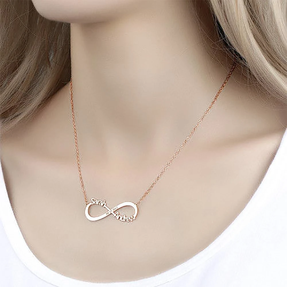 FYW персонализированное ожерелье бесконечности Мода Бесконечность ожерелье с именами пара имя ожерелье пользовательские ювелирные изделия для женщин подарок
