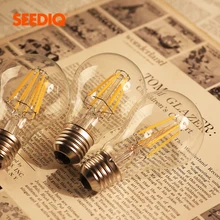 Винтажная Светодиодная лампа накаливания Эдисона A60 2 Вт 4 Вт 6 Вт 8 Вт Ретро E27 светодиодная лампа 220 В лампочки с регулировкой силы света для домашнего внутреннего освещения