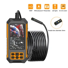 "4.5 ""IPS Screen Dual Lens Industrial Endoscope 2.0 MP Bore Scope Snake Camera IP68 Sewer Pipe Drain Inspection Camera with 8 LED"