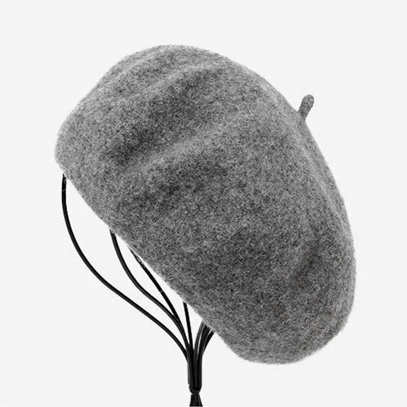 Beret Hat Kids Pure Wool Fashion British Style Solid Color Winter Hats For Boys Girls