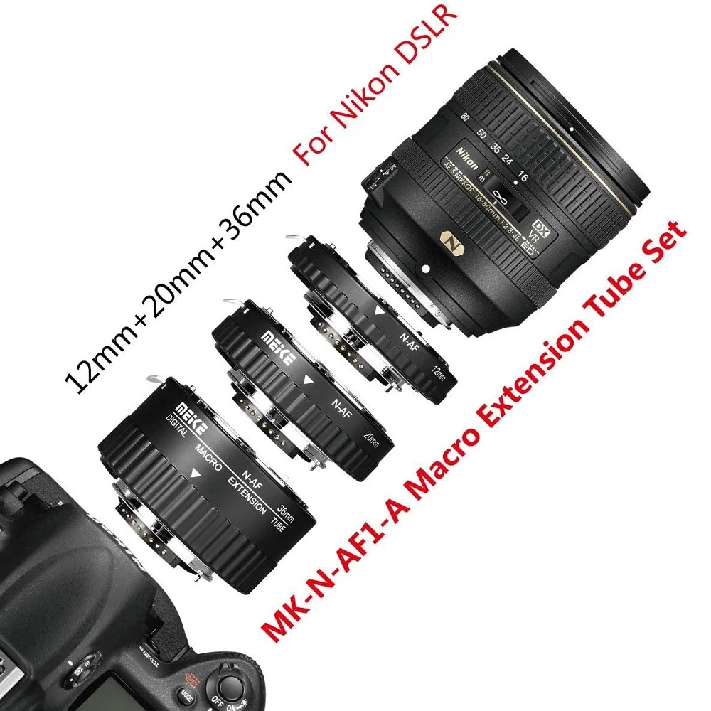 Металлическая удлиняющая трубка Meike AF для Nikon D7100 D7000 D5100 D5300 D3100 D800 D750 D600 D90 D80 DSLR