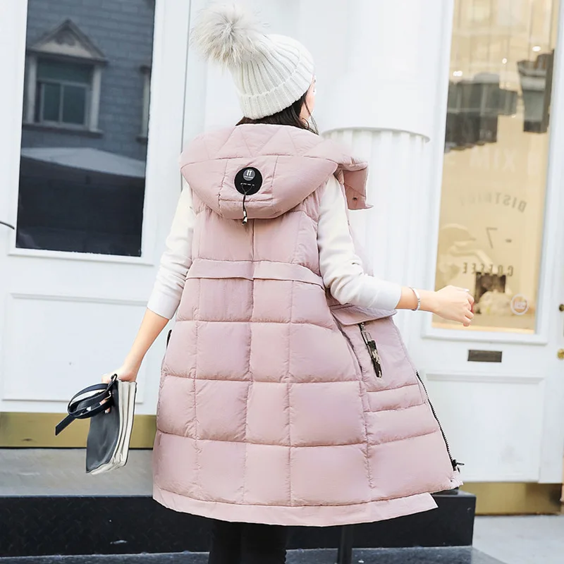 

Cotton Vest Women's Mid-length Korean-style 2018 New Style Winter Loose-Fit Slimming over-the-Knee down Jacket Cotton-padded Clo