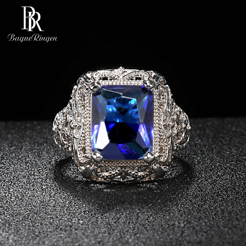 Bague Ringen Luxury Design Silver 925 Jewelry 9*12mm Gemstones Ring for Women Geometry Sapphire Engagement Size6,7,8,9,10 Gift Bague Ringen Luxury Design Silver 925 Jewelry 9*12mm Gemstones Ring for Women Geometry Sapphire Engagement Size6,7,8,9,10 Gift