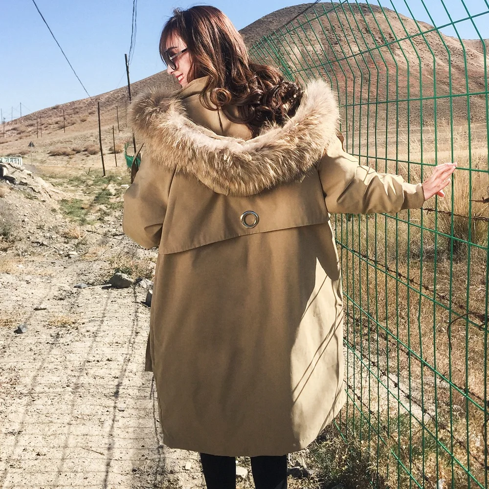 

Photo Shoot 2018 Winter New Style WOMEN'S Dress Retro Mid-length Workwear Parka Hooded Fur Collar Cotton Coat Cotton-padded Clot