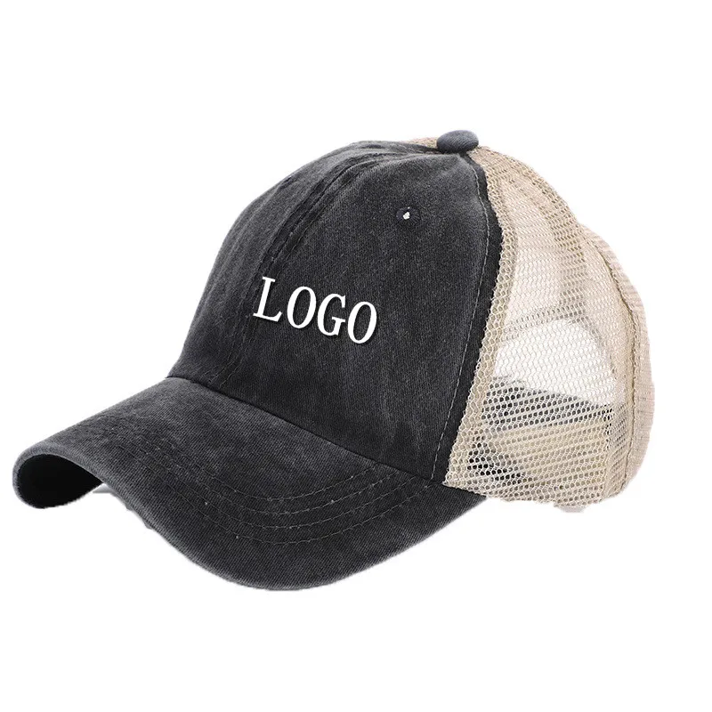 Custom Cotton Mesh Baseball Cap Adjustable Summer Cool Hats For Women Men Hip Hop Trucker Hat Print L;ogo Customized Beach Hat men's waterproof baseball cap