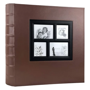 

Photo Album Holds 4X6 400 Photos Pages Large Capacity Leather Cover Binder Wedding Family Baby Photo Albums Book (Brown)