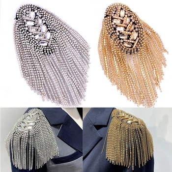 

3D Handmade Clothing Accessories Rhinestone Chain Tassel Patch Epaulette Shoulder Bag Luggage Shoes Beaded Shoulder Flower