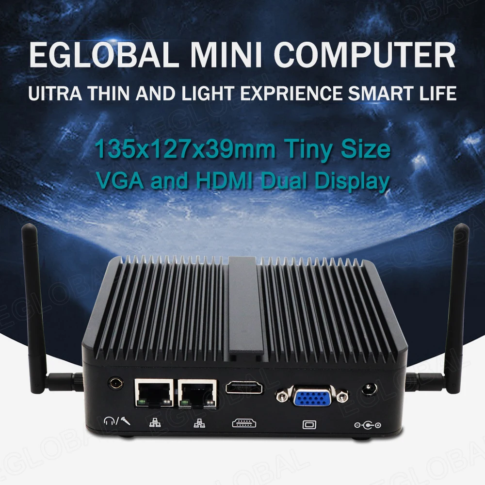 Мини-ПК процессор Eglobal Fanless Intel Celeron J4105 J4215 N4100 2LAN 2COM промышленный компьютер Windows 8/10