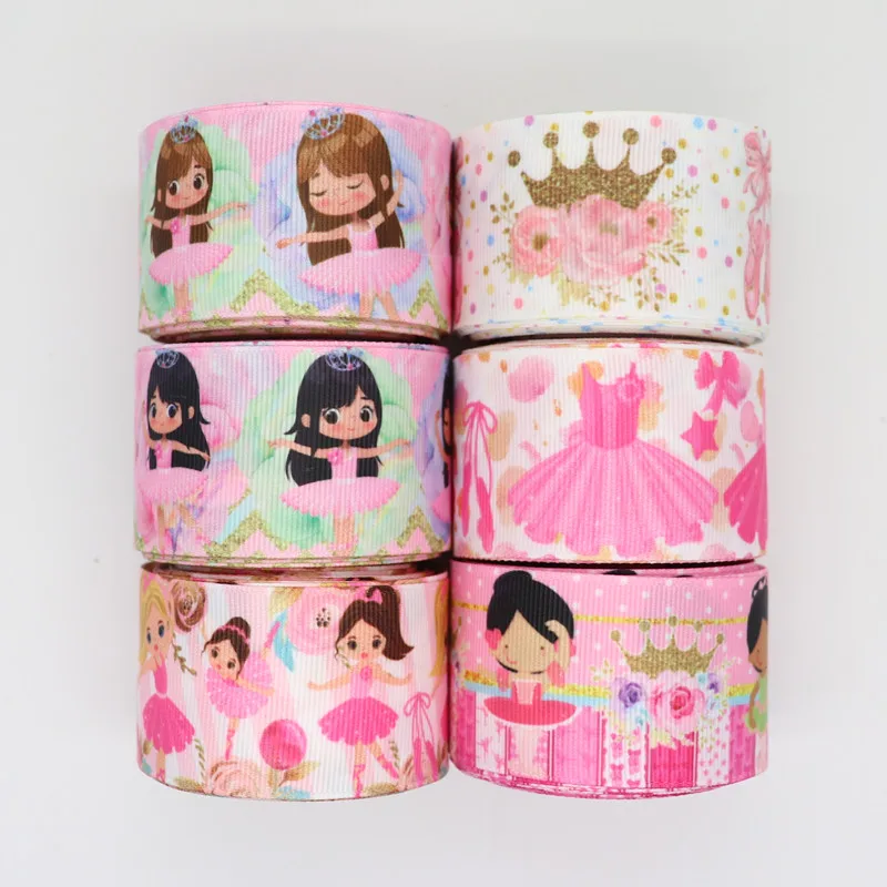 1.5" 38MM Ballet Girls Printed Grosgrain Ribbons For Hair Bows DIY Handmade Materials 10 Yards