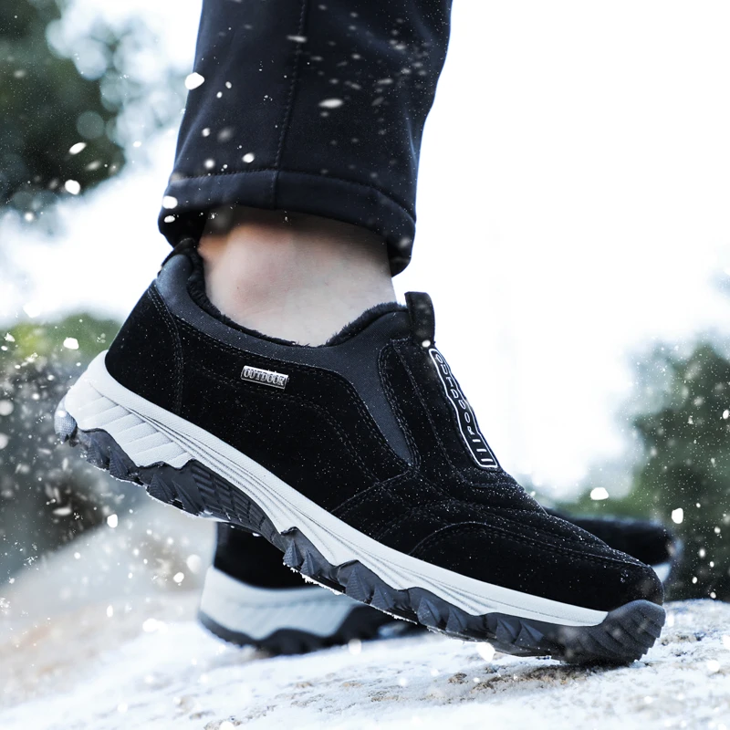 Men Sneakers Fashion Casual Lace-up Shoes High Quality Winter Plush Warm Snow Shoes Casual Men Outdoor Work Shoes For dad Gift