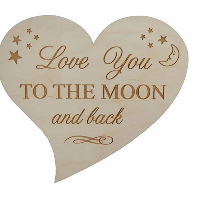 

10pcs Love You To The Moon And Back Laser Engraved Wood Heart for valentine gifts